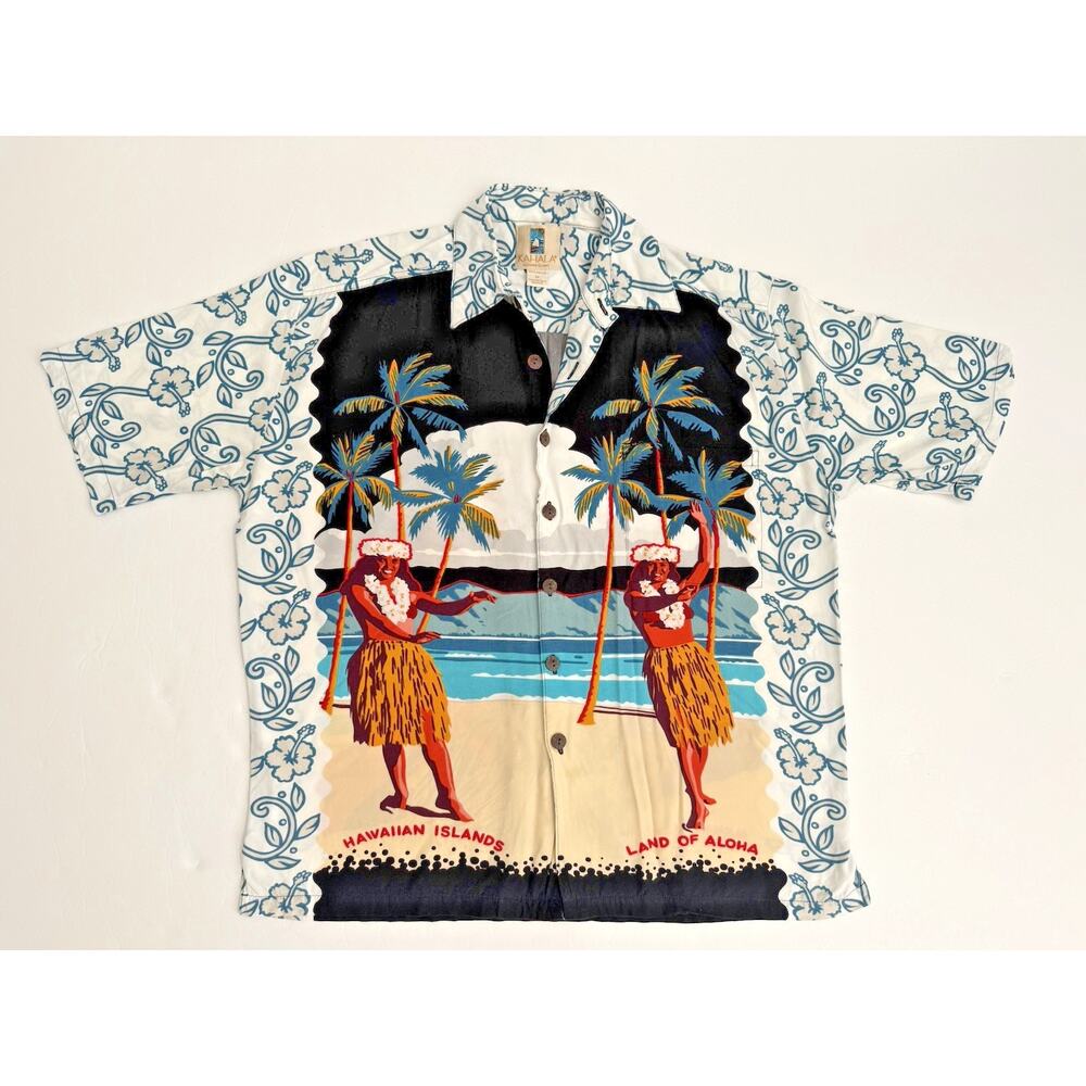 KAHALA Michael Cassidy Hawaiian Shirt M-L Hula Girls Palekaiko Aloha Camp Rayon